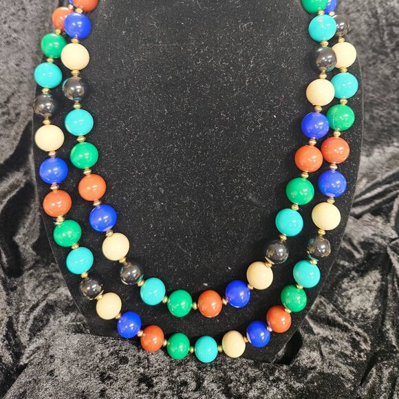 2 Multicolor Plastic beaded Necklaces - Picture 1 of 5